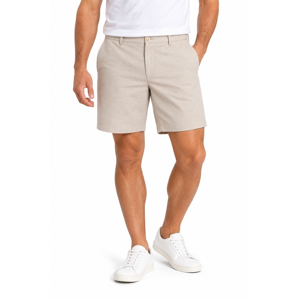 Peter Millar Mens Tan Khaki Flat Front Textured Shorts Size 36 Golf Casual